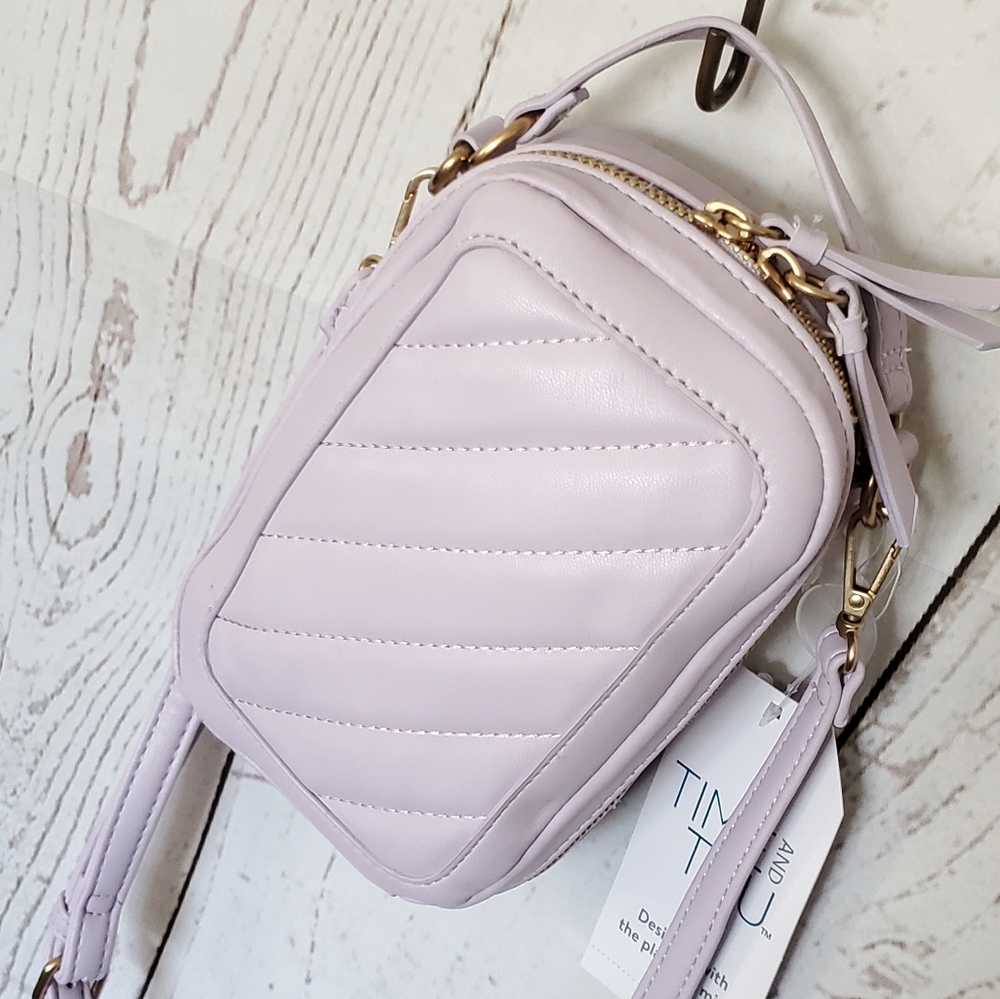 Time and Tru women's vinyl phone wallet crossbody bag purple lavender - Picture 8 of 13